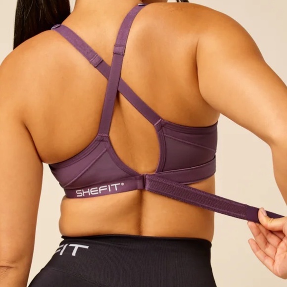 SHEFIT Full Coverage Bra Medium Impact 5Luxe Dark Raisin Adjustable - Picture 3 of 7